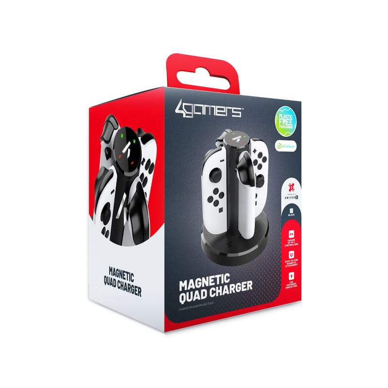 4Gamers - Magnetic Quad Charger - Switch 2 - Black