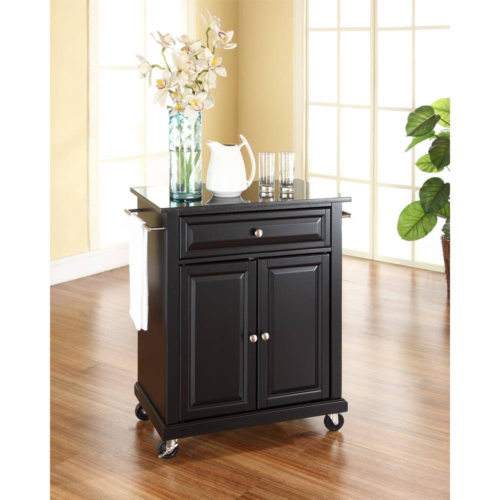 Left. Crosley Furniture - Compact Granite Top Kitchen Cart - Black.