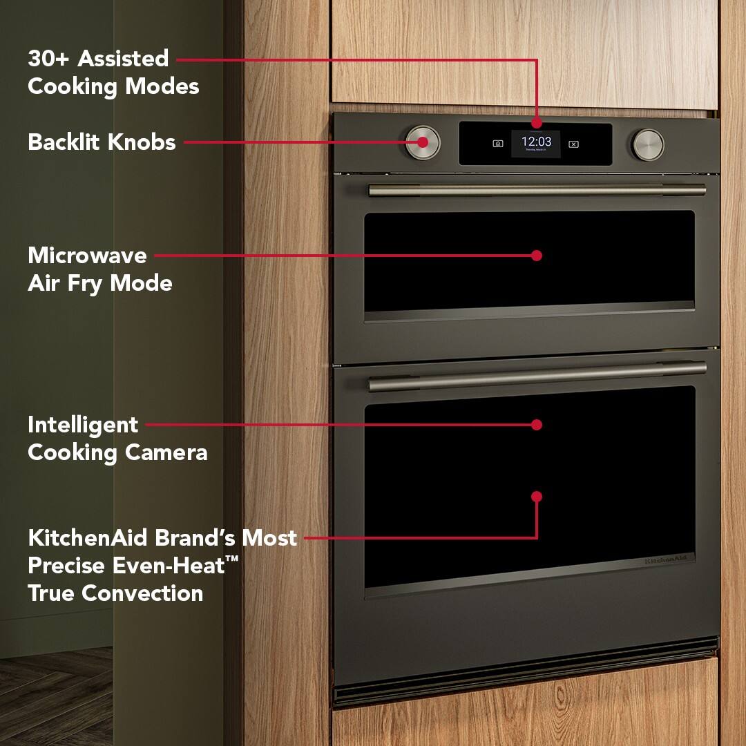 30+ Assisted Cooking Modes  
Backlit Knobs  
Microwave Air Fry Mode  
Intelligent Cooking Camera  
KitchenAid Brand's Most Precise Even-Heat™ True Convection