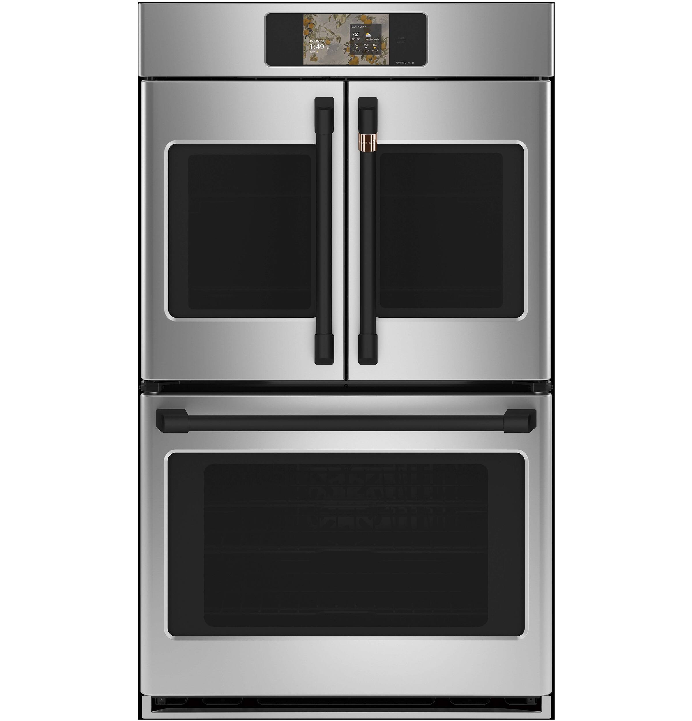 Alt View 22. Café - 30" Smart Built-In Double Electric Convection French Door Wall Oven with No Preheat Air Fry - Stainless Steel.