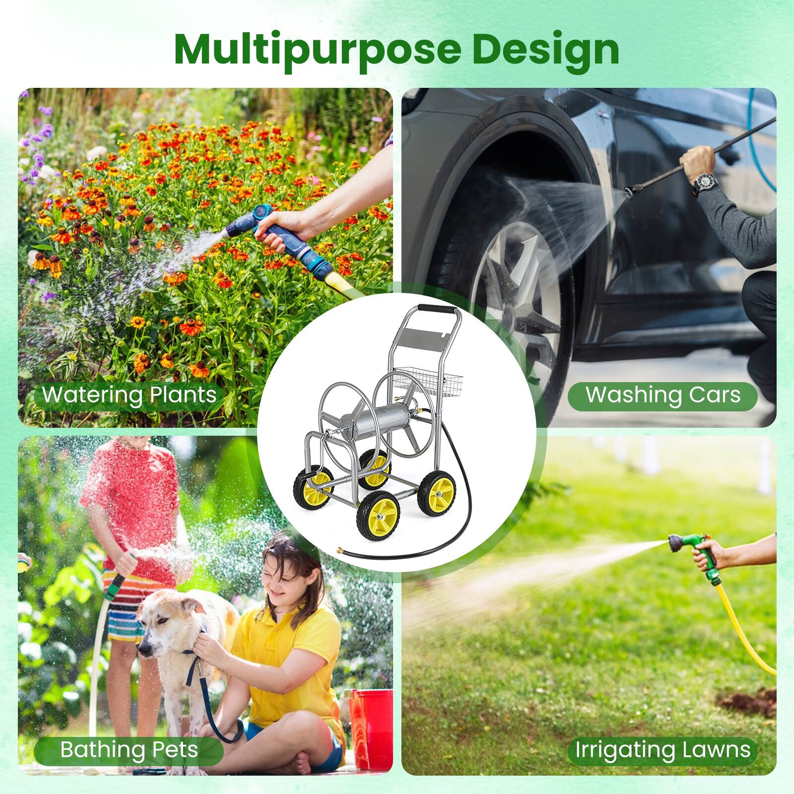 Multipurpose Design

- Watering Plants
- Washing Cars
- Bathing Pets
- Irrigating Lawns