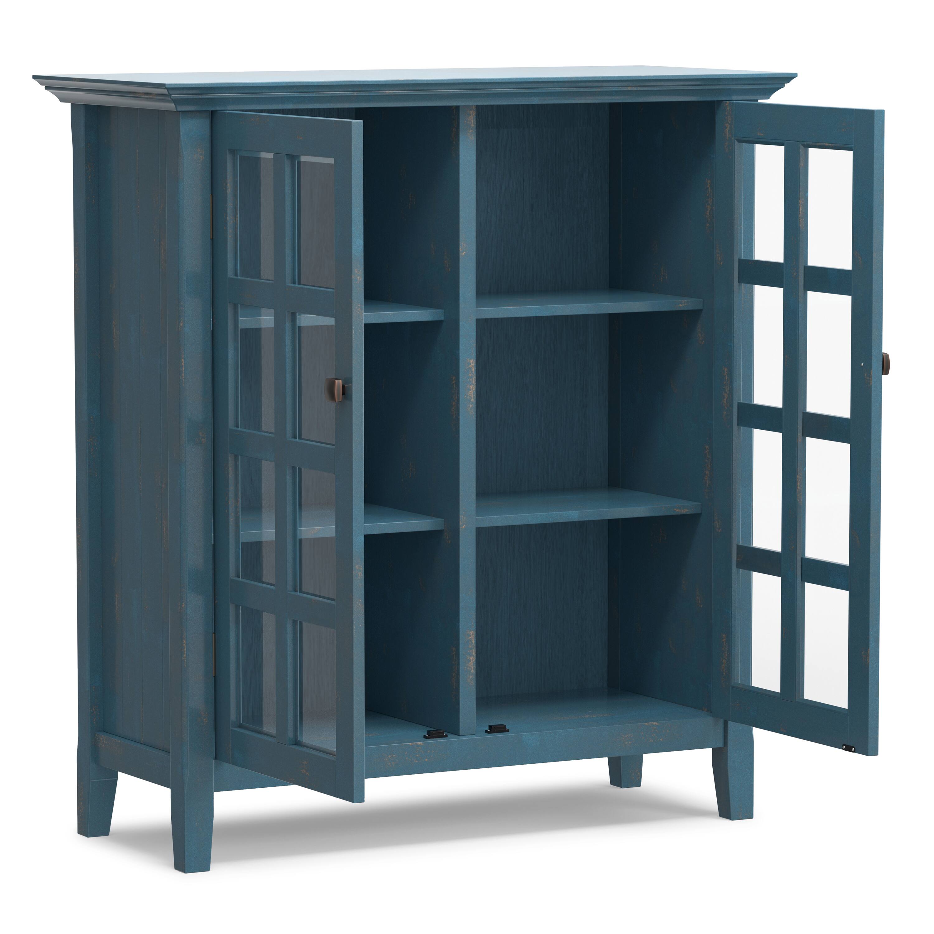 Back. Simpli Home - Acadian Medium Storage Cabinet - Distressed Coastal Blue.