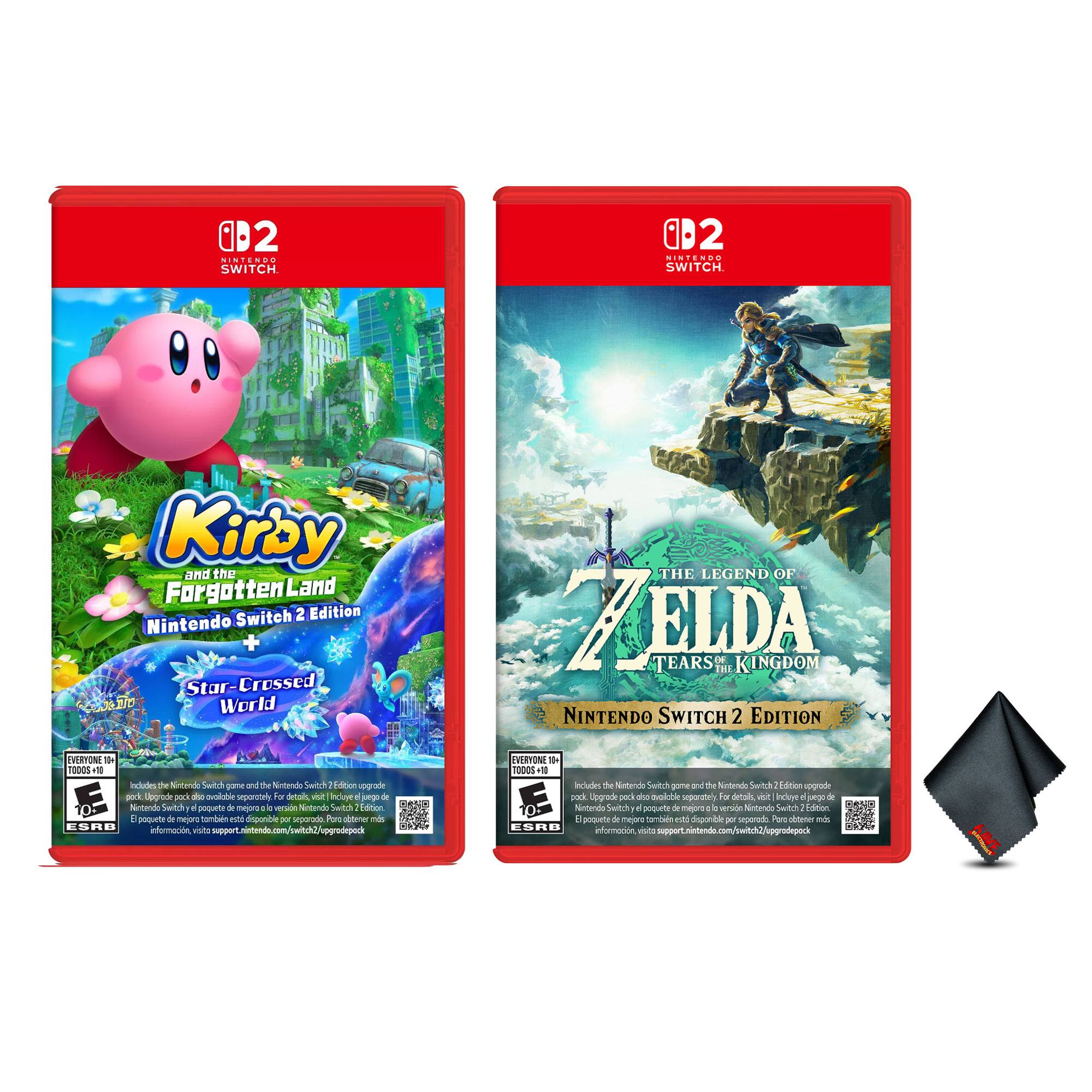 1. **Kirby and the Forgotten Land - Nintendo Switch 2 Edition**
   - Includes the Nintendo Switch game and the Nintendo Switch 2 Edition Upgrade Pack
   - Star-Crossed World
   - ESRB: Everyone 10+
   - For details, visit: support.nintendo.com/switch/upgrade-pack
   - Nintendo Switch and Nintendo Switch 2 Edition Upgrade Pack sold separately

2. **The Legend of Zelda: Tears of the Kingdom - Nintendo Switch 2 Edition**
   - Includes the Nintendo Switch game and the Nintendo Switch 2 Edition Upgrade Pack
   - ESRB: Everyone 10+
   - For details, visit: support.nintendo.com/switch/upgrade-pack
   - Nintendo Switch and Nintendo Switch 2 Edition Upgrade Pack sold separately