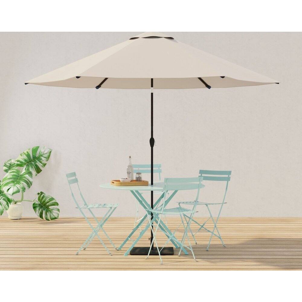 Back. Carolina Chair & Table - Bistro 36" Round Folding Outdoor Table - Umbrella Hole - Teal - Blue.