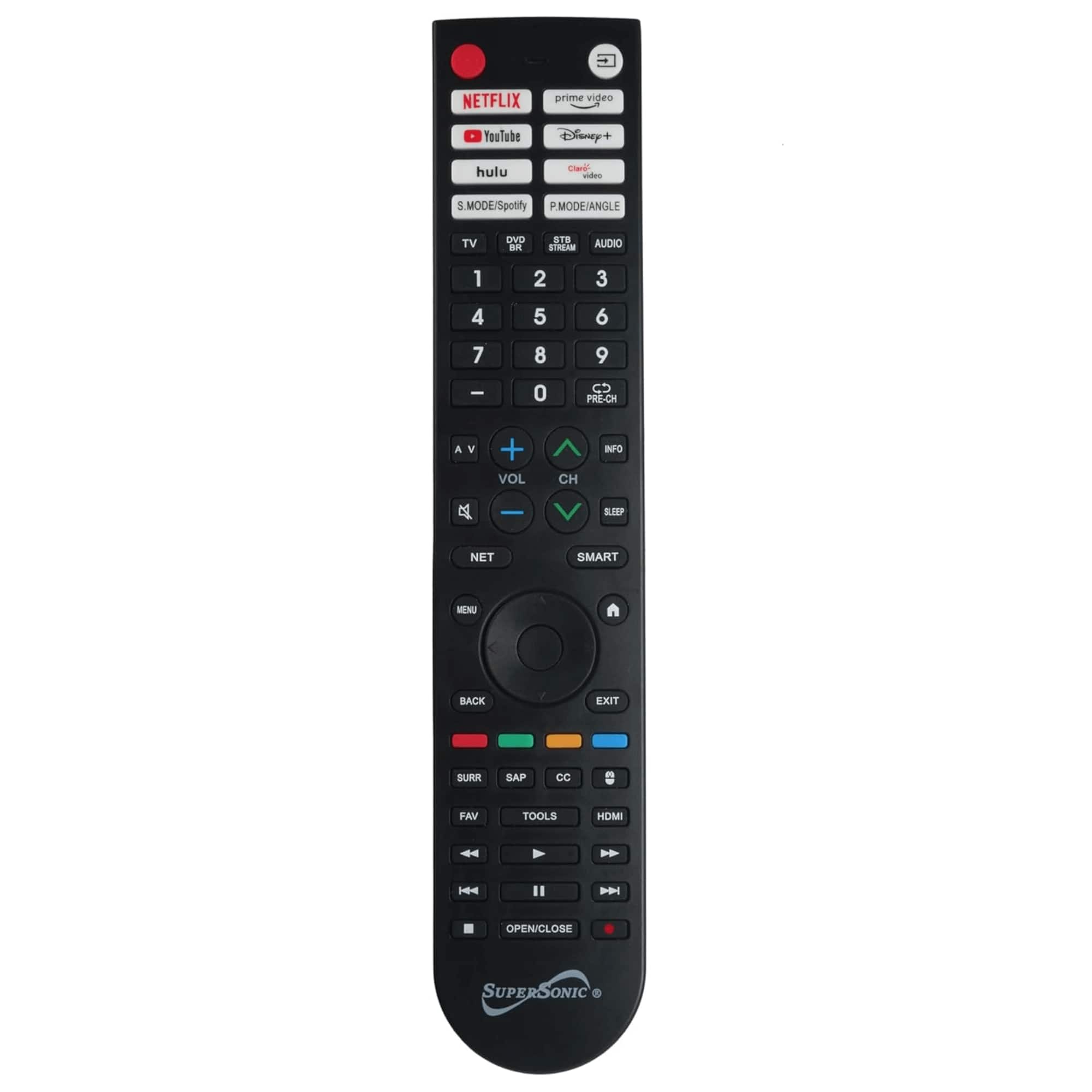 Supersonic - Smart Multifunctional Universal Remote Control for Smart TVs and TV DVD Combos - Black