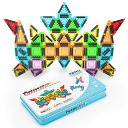 PicassoTiles - 50PCS Nano Magnetic Tiles, STEM Building Blocks for Kids with Storage Case, Educational Toy