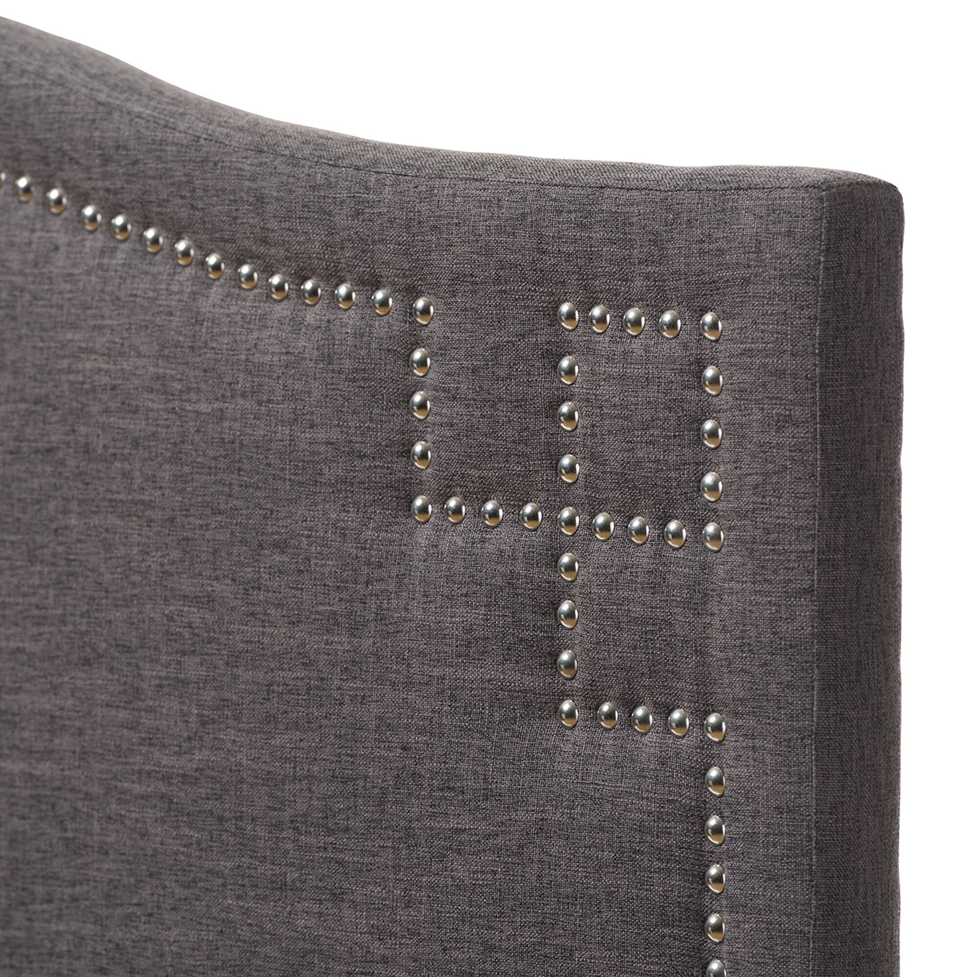 Left. Baxton Studio - Aubrey Modern and Contemporary Fabric Upholstered Queen Size Headboard - Dark Grey.