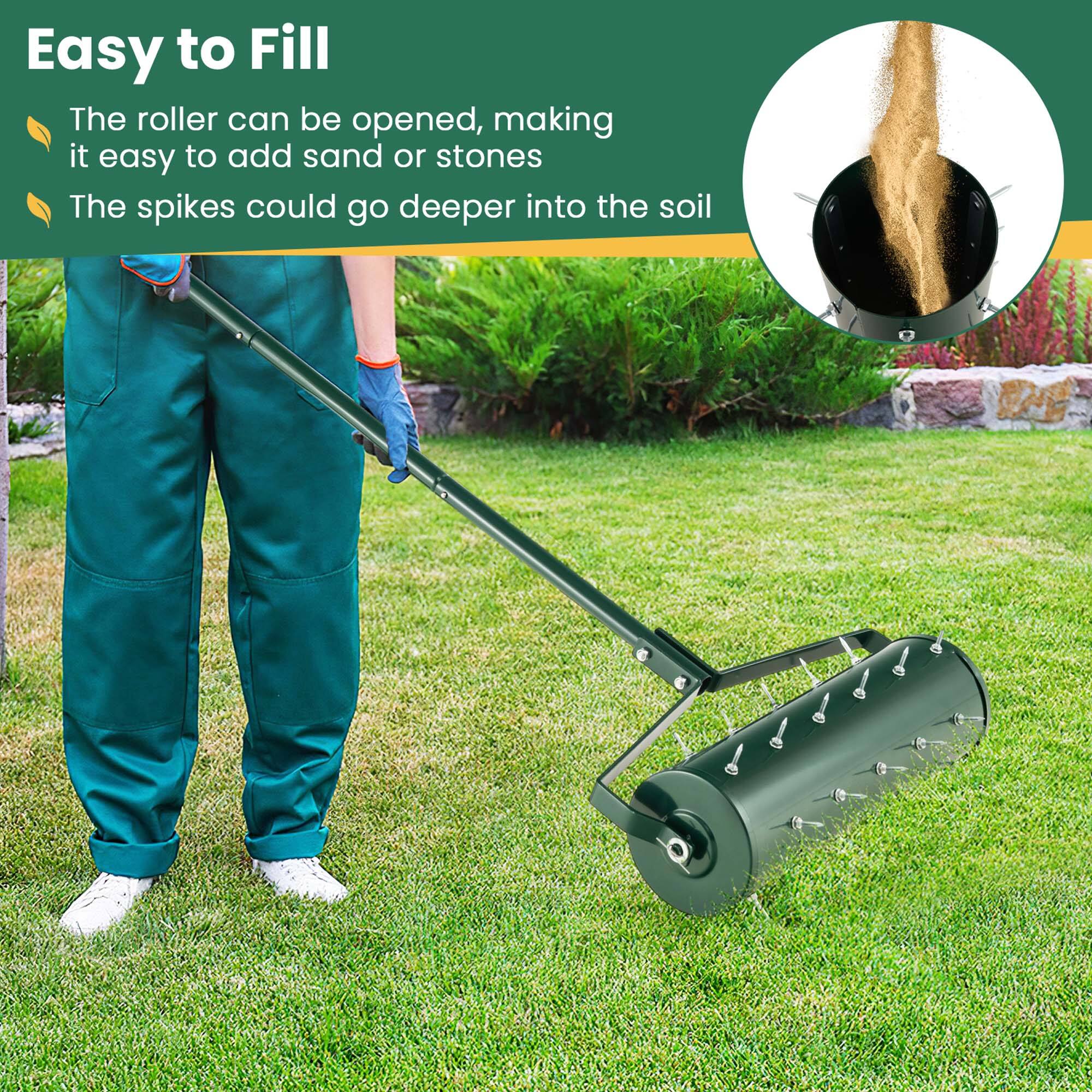 Easy to Fill

The roller can be opened, making it easy to add sand or stones

The spikes could go deeper into the soil