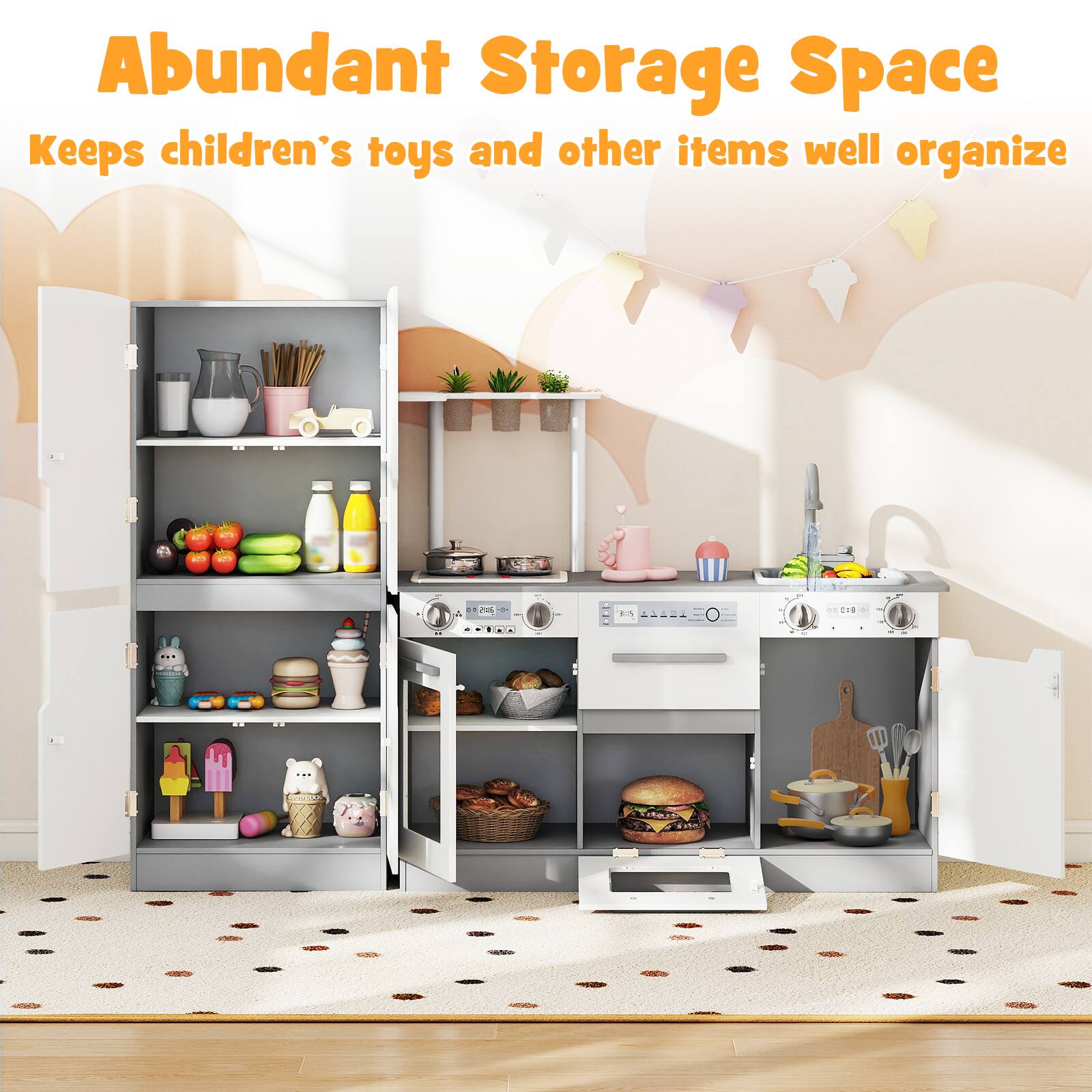 Abundant Storage Space  
Keeps children's toys and other items well organized