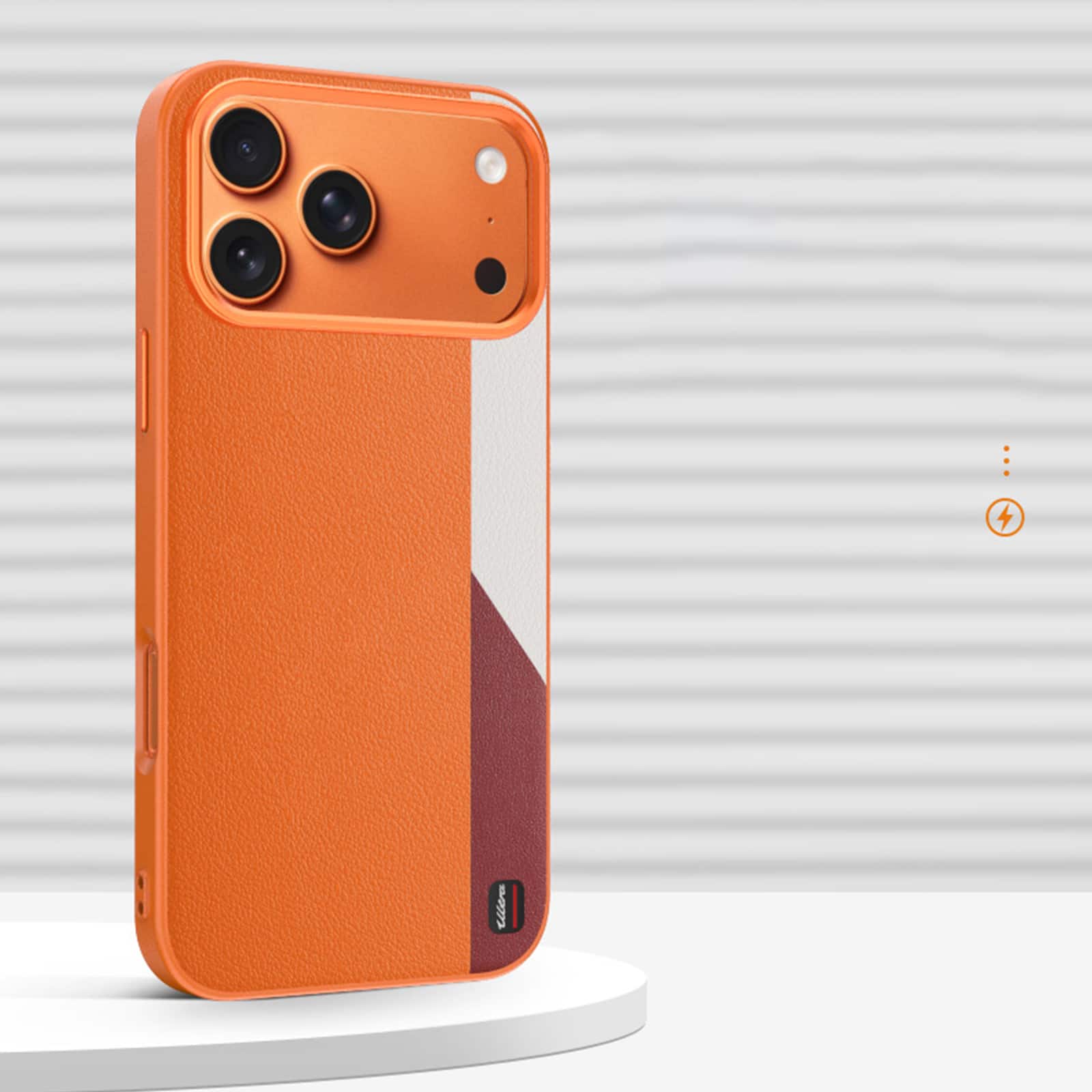 Dteck - Magnetic Case for Apple iPhone 17 Pro, Leather Texture Shockproof Protective Cover, Enhanced Camera Protection - Orange