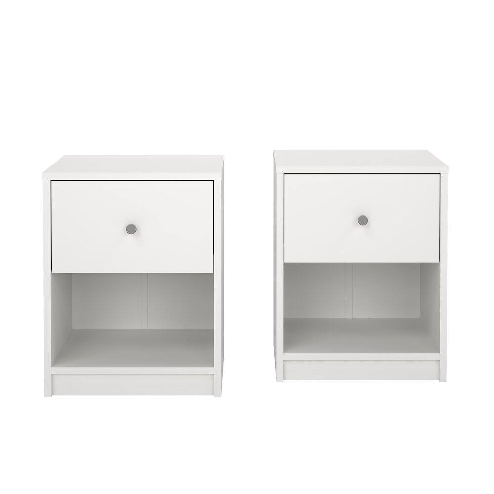Angle. Tvilum - Portland 1 Drawer Nightstand - Set of 2 - White.