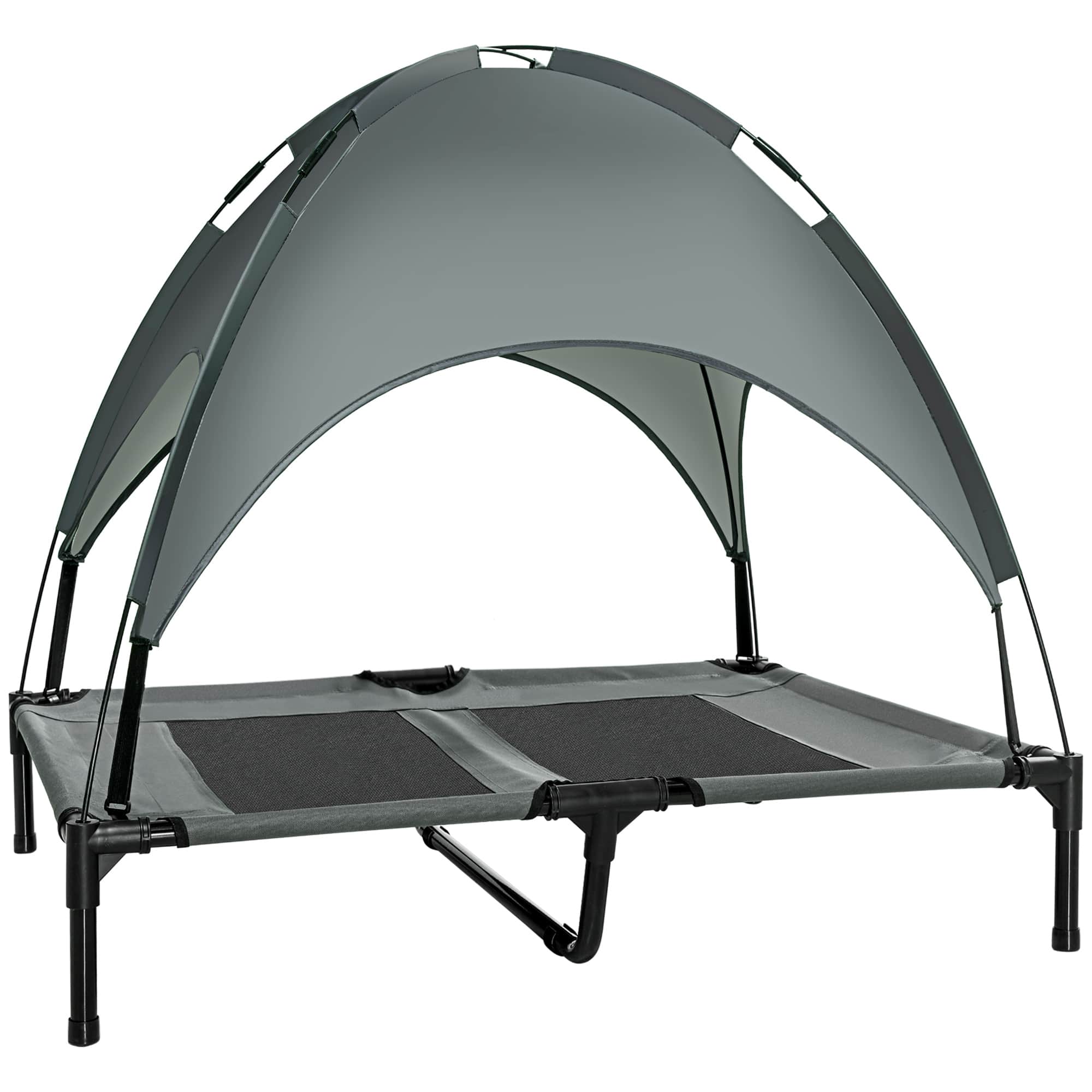TinyHomie PawHut 36 Elevated Portable Dog Cot Pet Bed UV Canopy