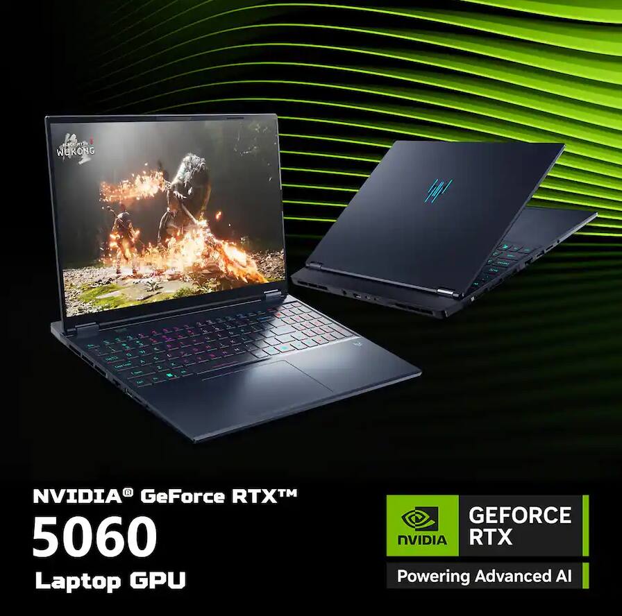 ALEC ebkt WUKONG M a - &  - - & e A 1 + R NVIDIA GeForce RTX™ 5060 Laptop GPU GEFORCE NVIDIA RTX Powering Advanced AI