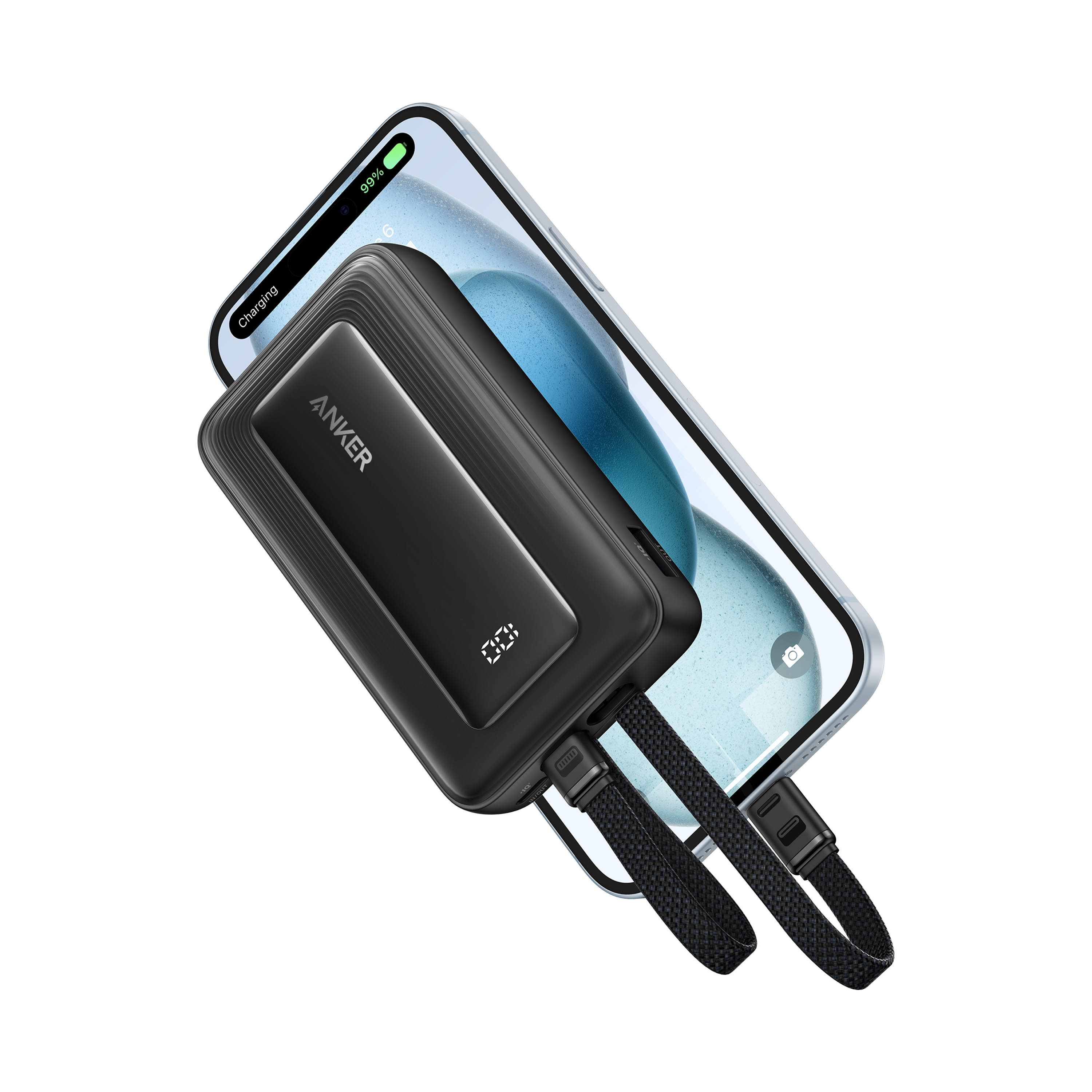 The text on the image reads "99% 6 Charging ANKER C0: G O." The correct text would be "99% 6 Charging ANKER C0: G O."