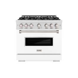 ZLINE - 36 in. Classic Dual Fuel Satin Steel Stainless Range with6 Burners (CDRS-WM-36) - Black Matte