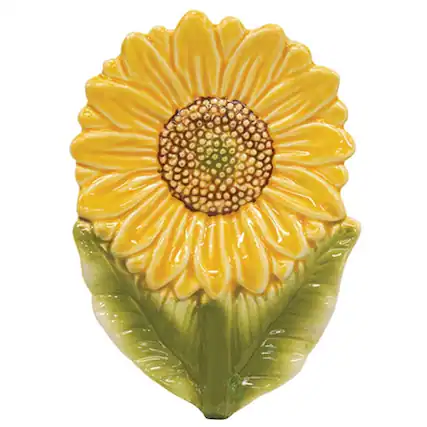 Front. BreeBe - Ceramic Sunflower Spoon Rest - Yellow.