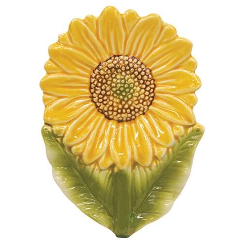 Front. BreeBe - Ceramic Sunflower Spoon Rest - Yellow.