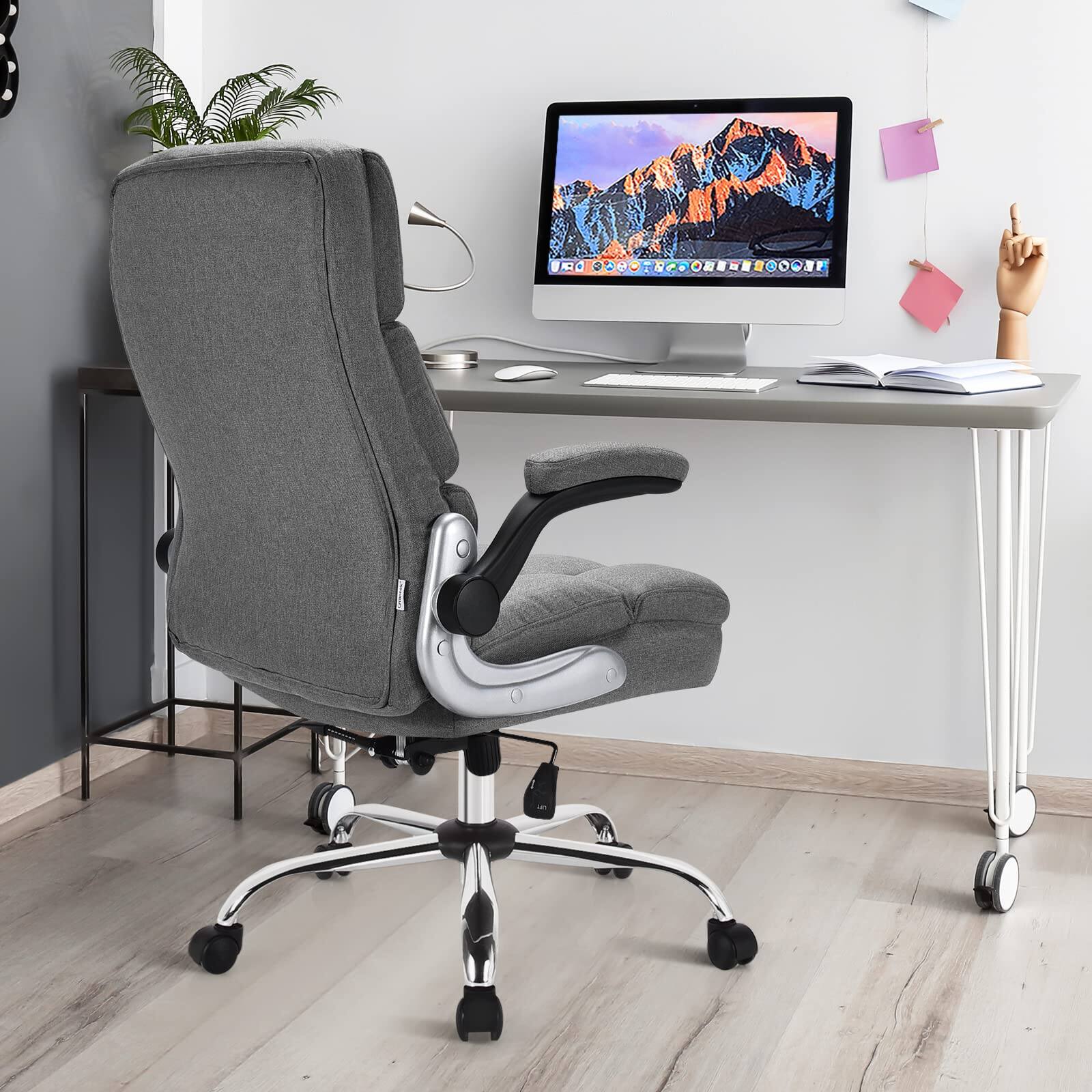 Alt View 1. Ecooso - Adjustable Swivel Office Chair with High Back and Flip-up Arm for Home and Office - Grey.