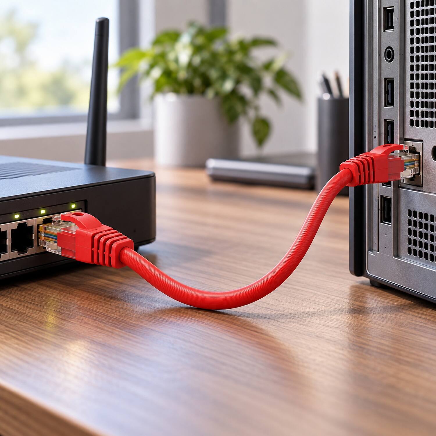 Left. Sanoxy - SANOXY Cables and Adapters; 5ft Cat6a 600 MHz UTP Snagless Ethernet Network Patch Cable, Red - Red.