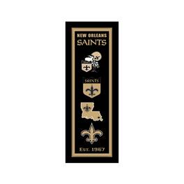 Sporticulture - New Orleans Saints 8" x 26" Team Logo Heritage Framed Wall Art - Multicolor