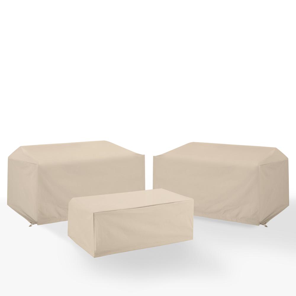 Alt View 2. Crosley Furniture - 3Pc Outdoor Furniture Cover Set - 2 Loveseats & 1 Coffee Table - Tan.