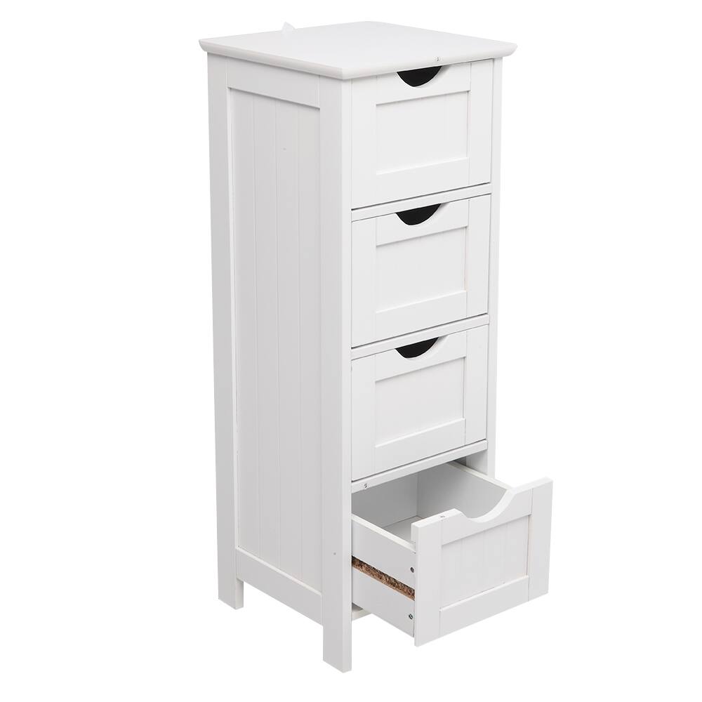 Alt View 3. SlickBlue - 4-Drawer Storage Cabinet Space-Saving Organizer for Bathroom - White.
