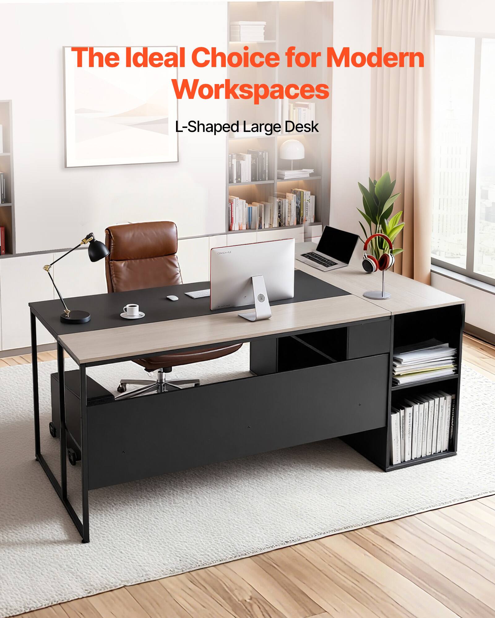 VEVOR L-Shaped Executive Desk - Thumbnail 2