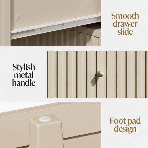 Smooth drawer slide  
Stylish metal handle  
Foot pad design