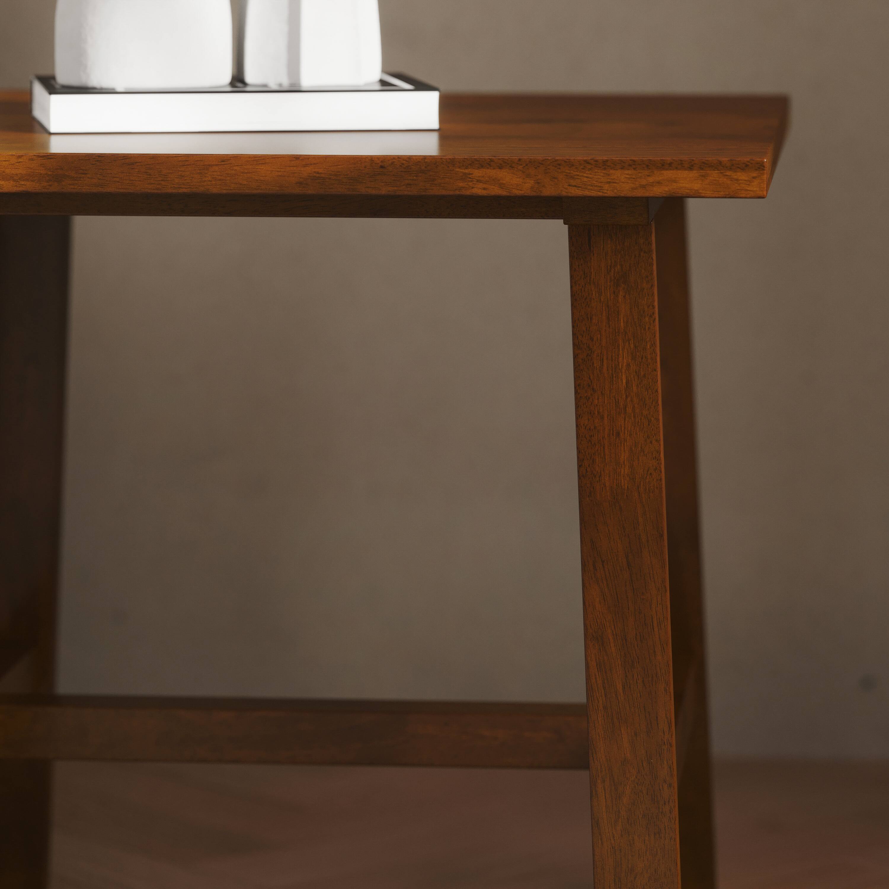Alt View 4. Flash Furniture - Eli Solid Wood Farmhouse End Table, Trestle Style Accent Table in Walnut - Brown.