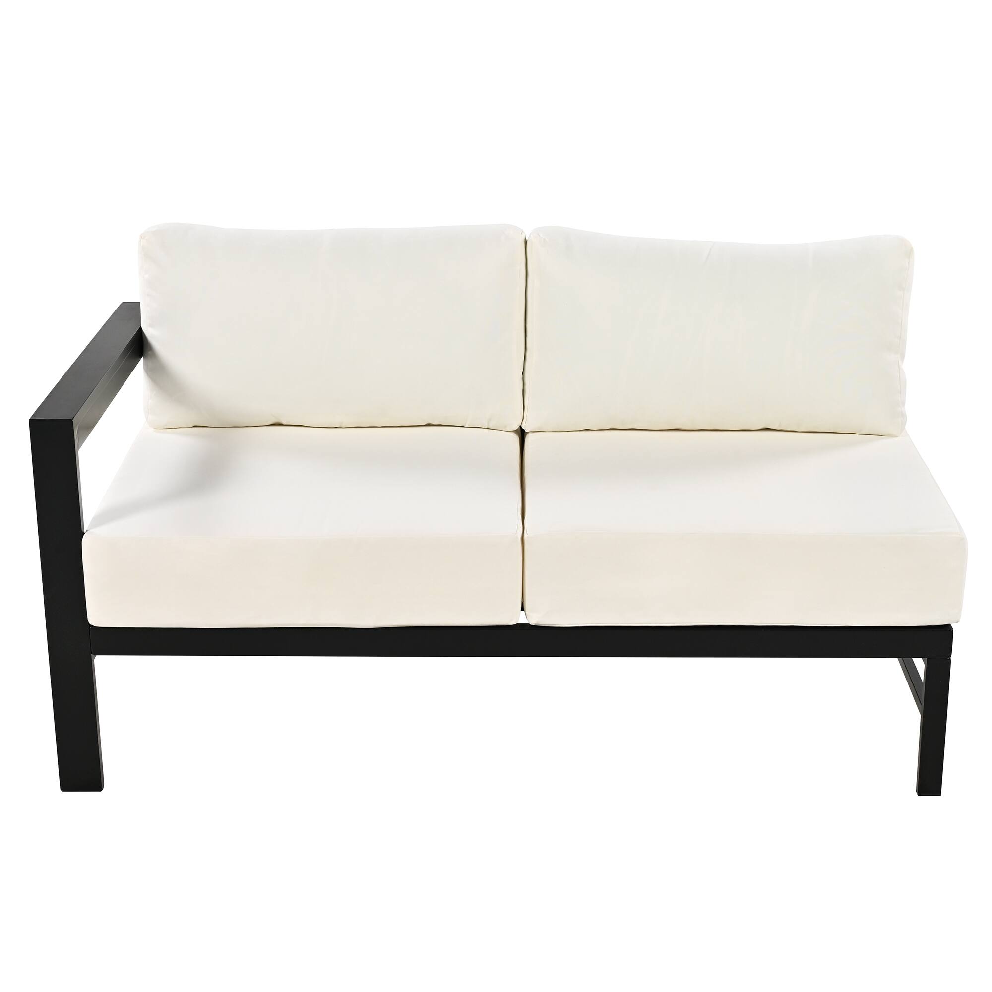 Alt View 4. Siljoy - U-shaped multi-person outdoor sofa set, suitable for gardens, backyards, and balconies - White.