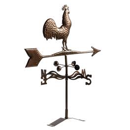 Outsunny - Rooster Weathervane, Roof Mount Wind Direction Indicator - Red, Brown