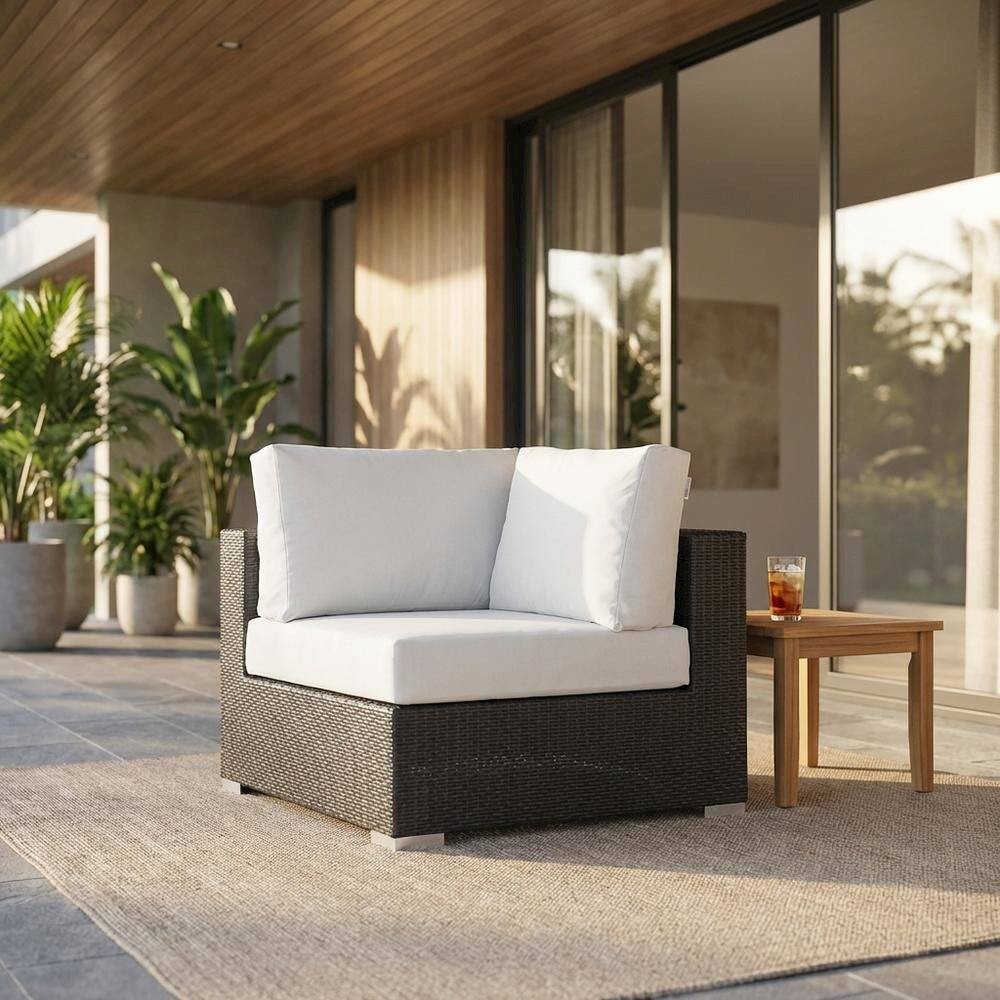 Angle. Outdoor Escape - Outdoor Patio Corner Sofa With Cushions For Lounge Space - Gray.
