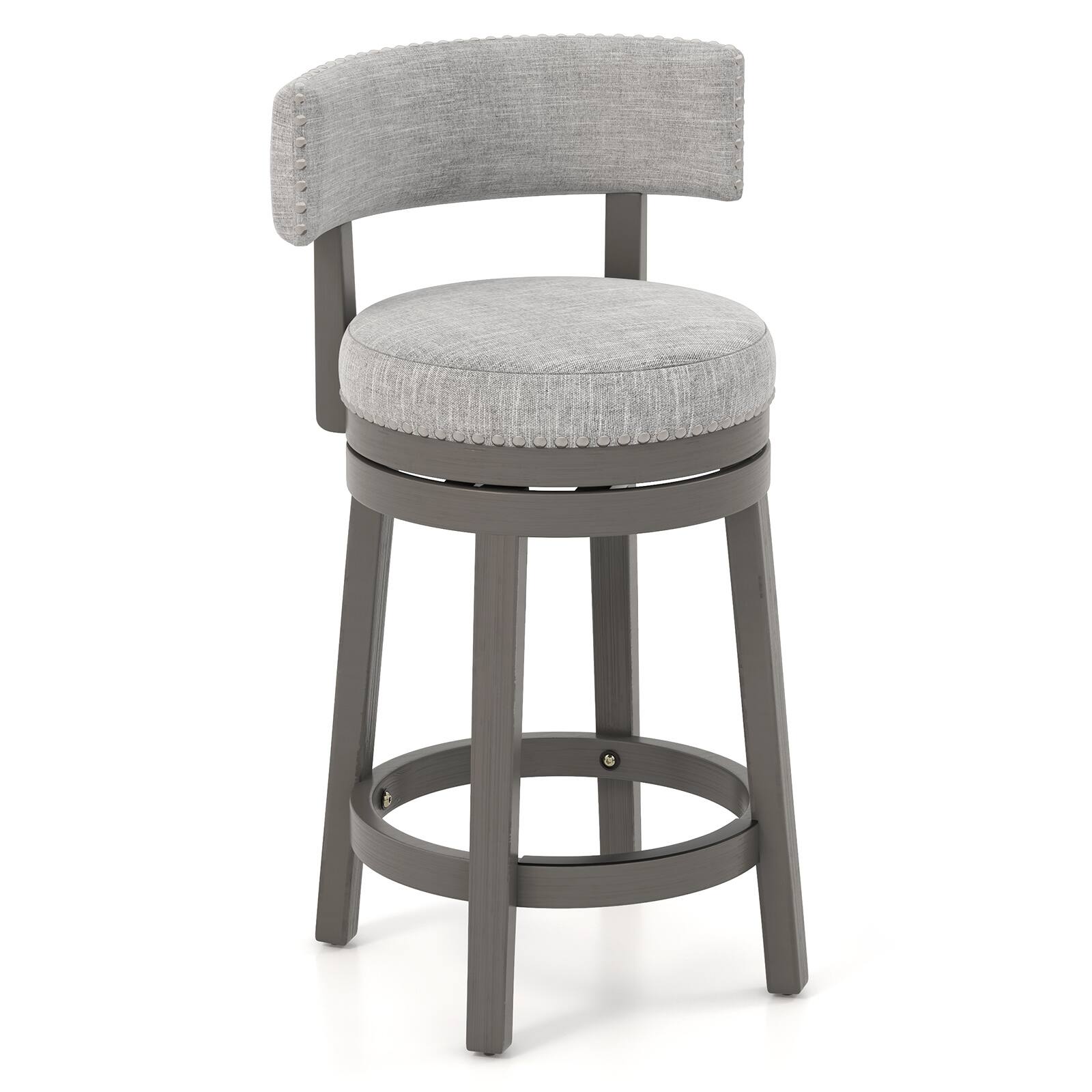 Front. Ecooso - 27 Inch Swivel Bar Stool with Upholstered Back and Footrest for Dining or Counter Use - Espresso.
