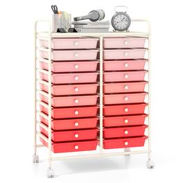 Ecooso - 20-Drawer Rolling Organizer Cart, Mobile Drawer Storage for Studio Supplies, Classroom and Home Use - Pink