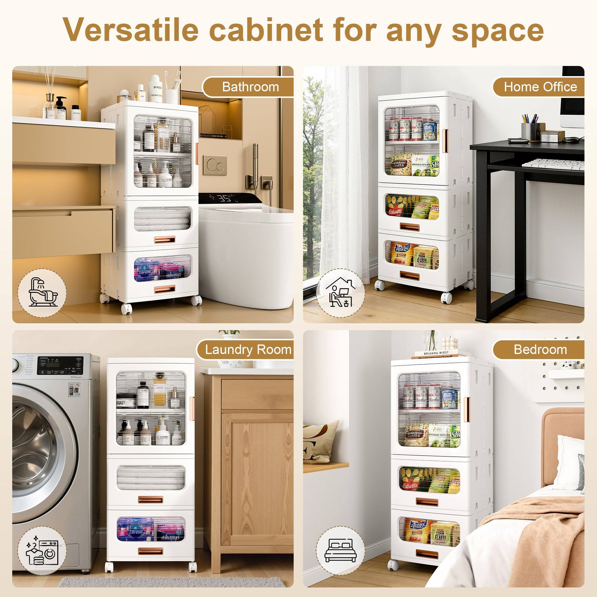 Versatile cabinet for any space

- Bathroom
- Home Office
- Laundry Room
- Bedroom