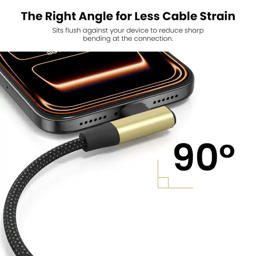 Angle Connection Design Mybat Pro 240W USB C to USB C 90 Degree Right Angle Charging Cable ...