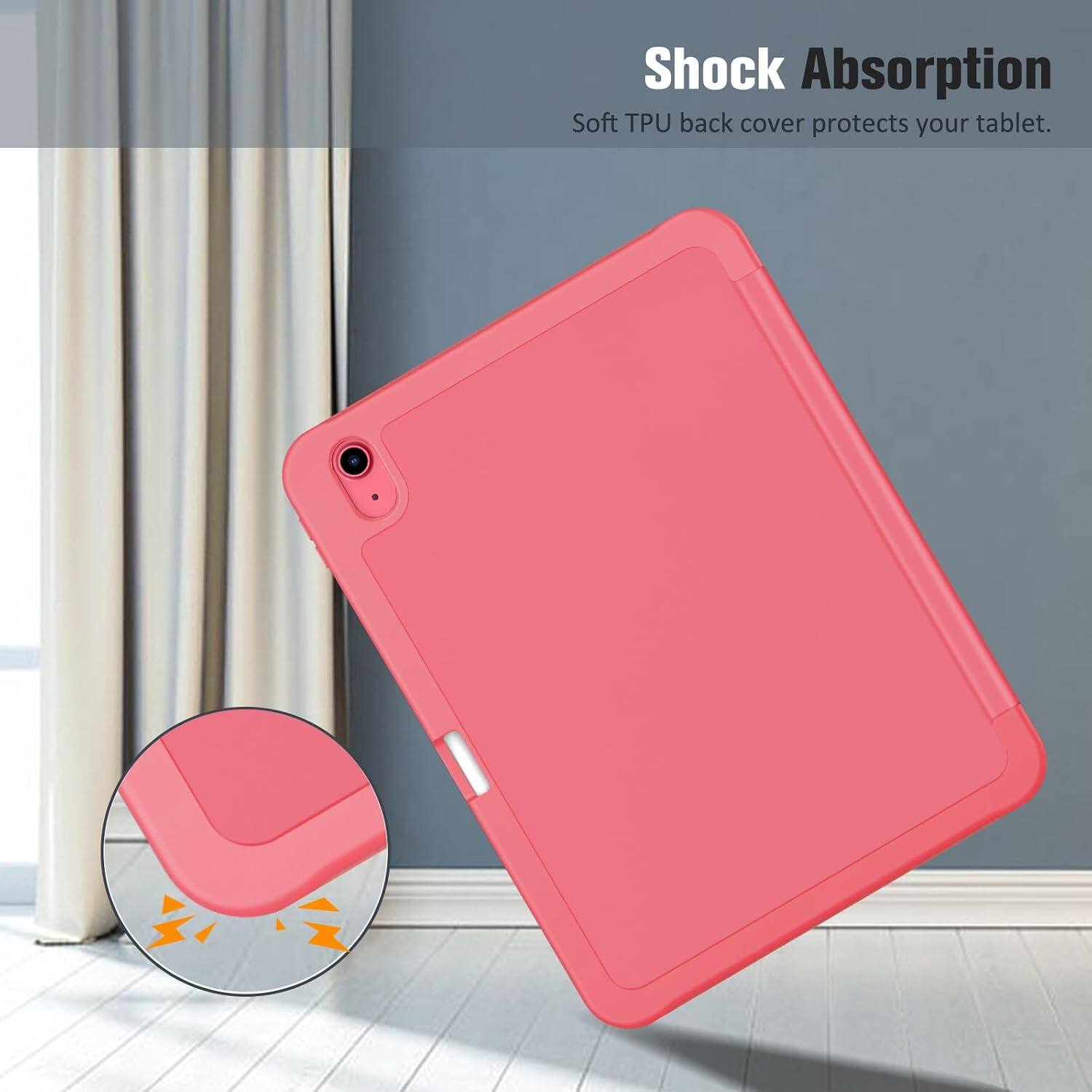 Shock Absorption  
Soft TPU back cover protects your tablet.