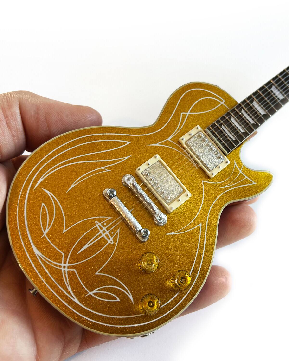 Alt View 1. Axe Heaven - Axe Heaven -ZZ Top - Billy F Gibbons Gibson Standard 1957 Gold Top Pin Stripe Mini Guitar Replica - COLLECTIBLES - Multicolor.