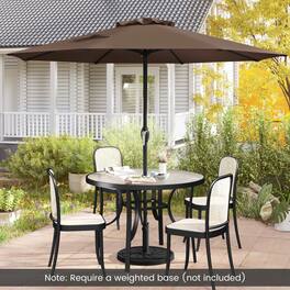 Mondawe - Outdoor Heavy Duty Market Umbrella with Crank Handle and 8 Sturdy Ribs - Brown