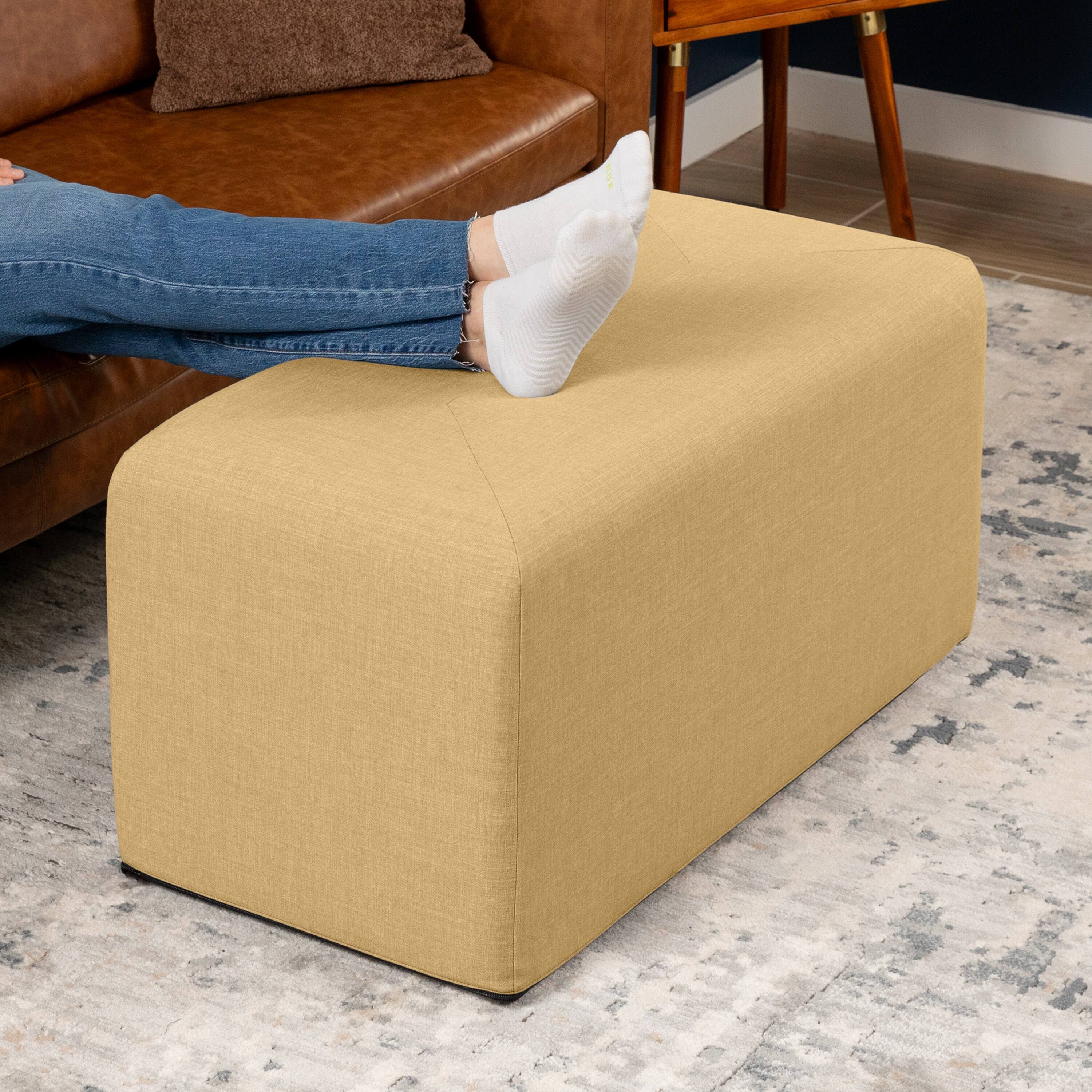 Angle. Jaxx - Jaxx Monroe Large Rectangular Foam Ottoman / Coffee Table, (36 x 18), Wheat Gold - Wheat Gold.
