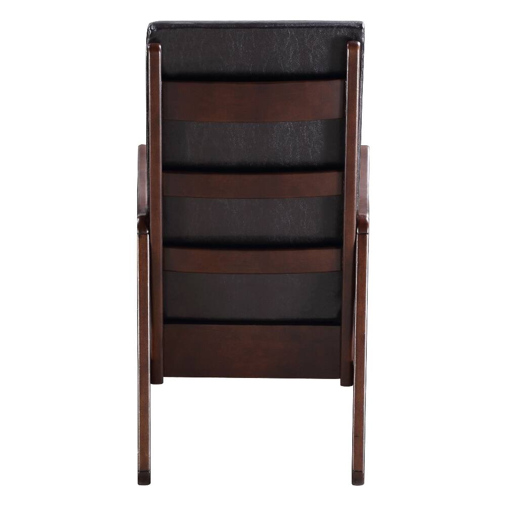 Back. Loheer - Loheer Dark Brown Faux Leather Rocking Chair with Armrest, Espresso Finish Rubber Wood Modern Rocker - Dark Brown.