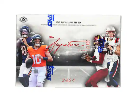 HPPS FIND 5 AUTOGRAPHS* PER BOX "MAY CONTAIN CARDS WITH EXPIRATION DATES. NO PURCHASE NECESSARY. VISIT TOPPS.COM/NPH FOR DETAILS AND ENTRY.) CALEB WILLIAMS TOPPS BO NEX CLASS 18 Agatore football DANIELS JAYDEN 10 TOPPS 2024 DRAKE MAYE