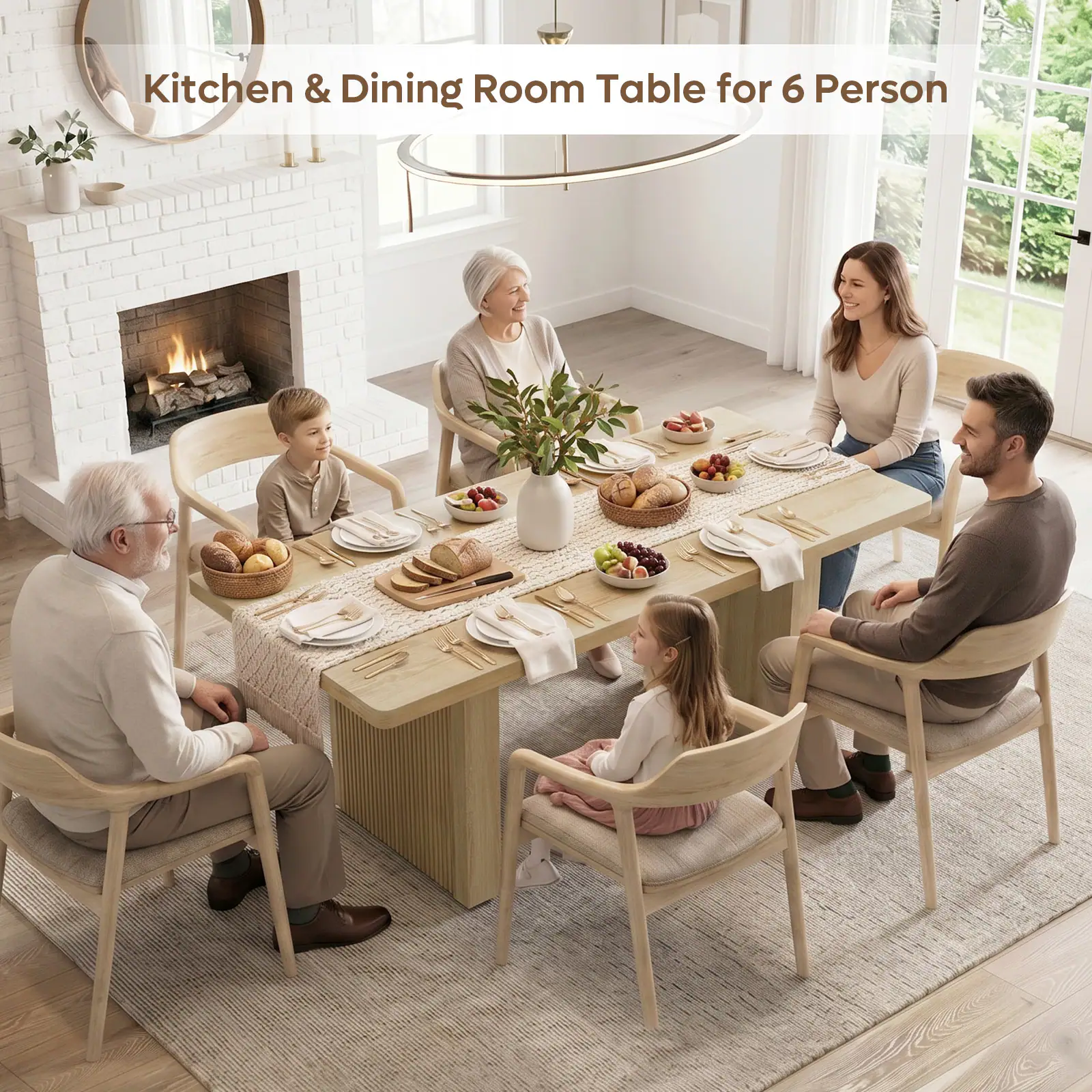 Kitchen & Dining Room Table for 6 Person