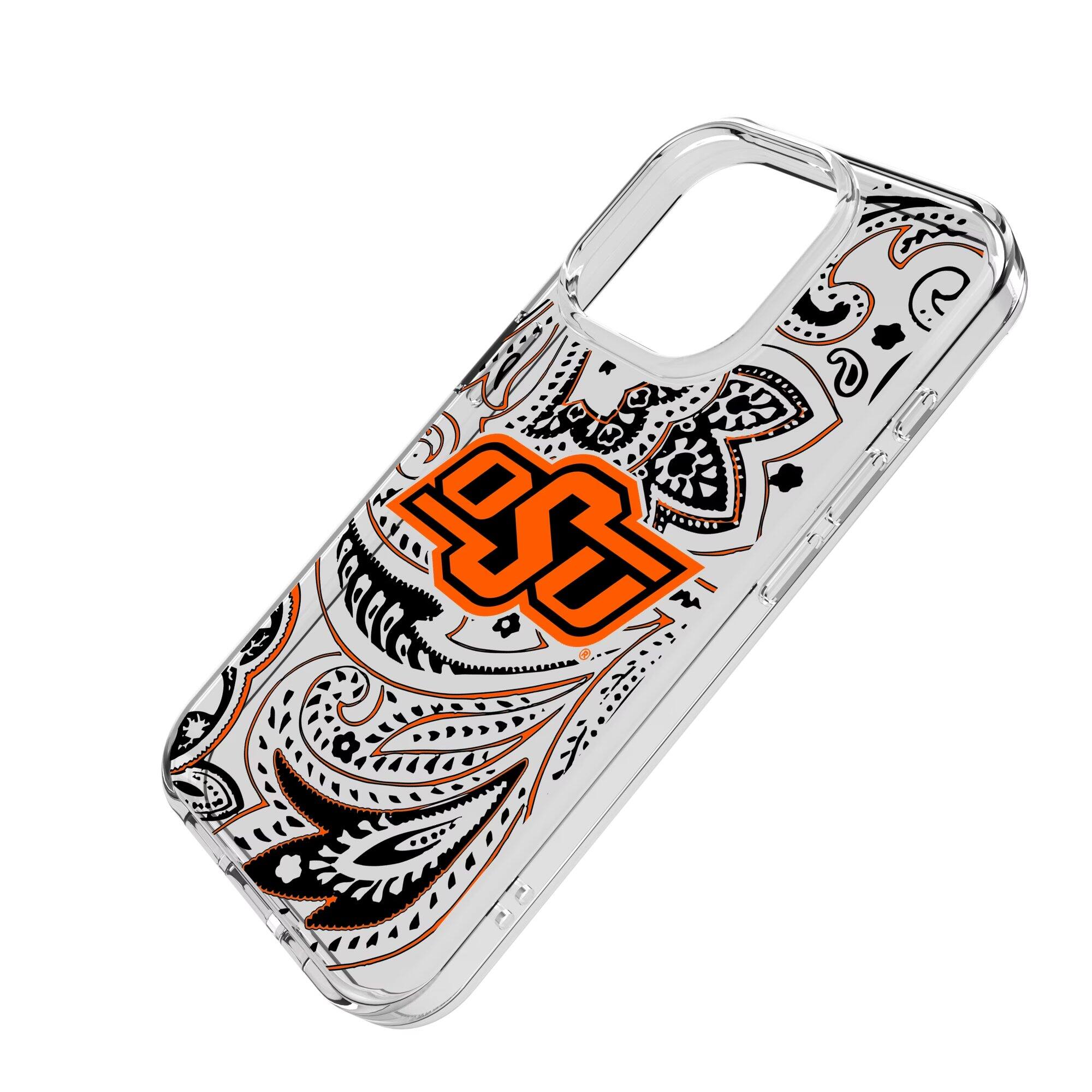 Alt View 1. Keyscaper - Oklahoma State Cowboys iPhone Paisley Design Clear Case - 16 Pro - Multicolor.
