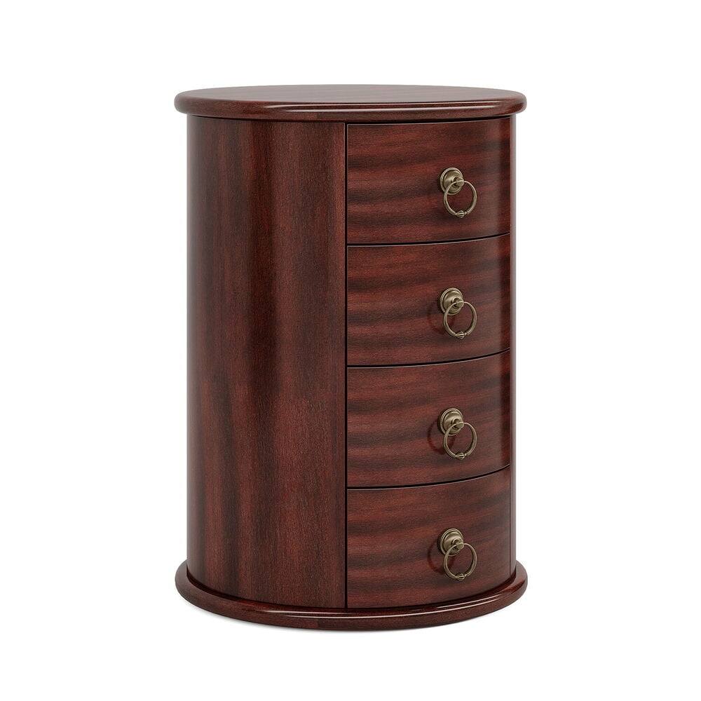 Back. Kadyn - Kadyn Sofa Side End Table, End Table, Couch Table,Wood End Table, Round Side Table With 4 Drawers,Brown - Brown.