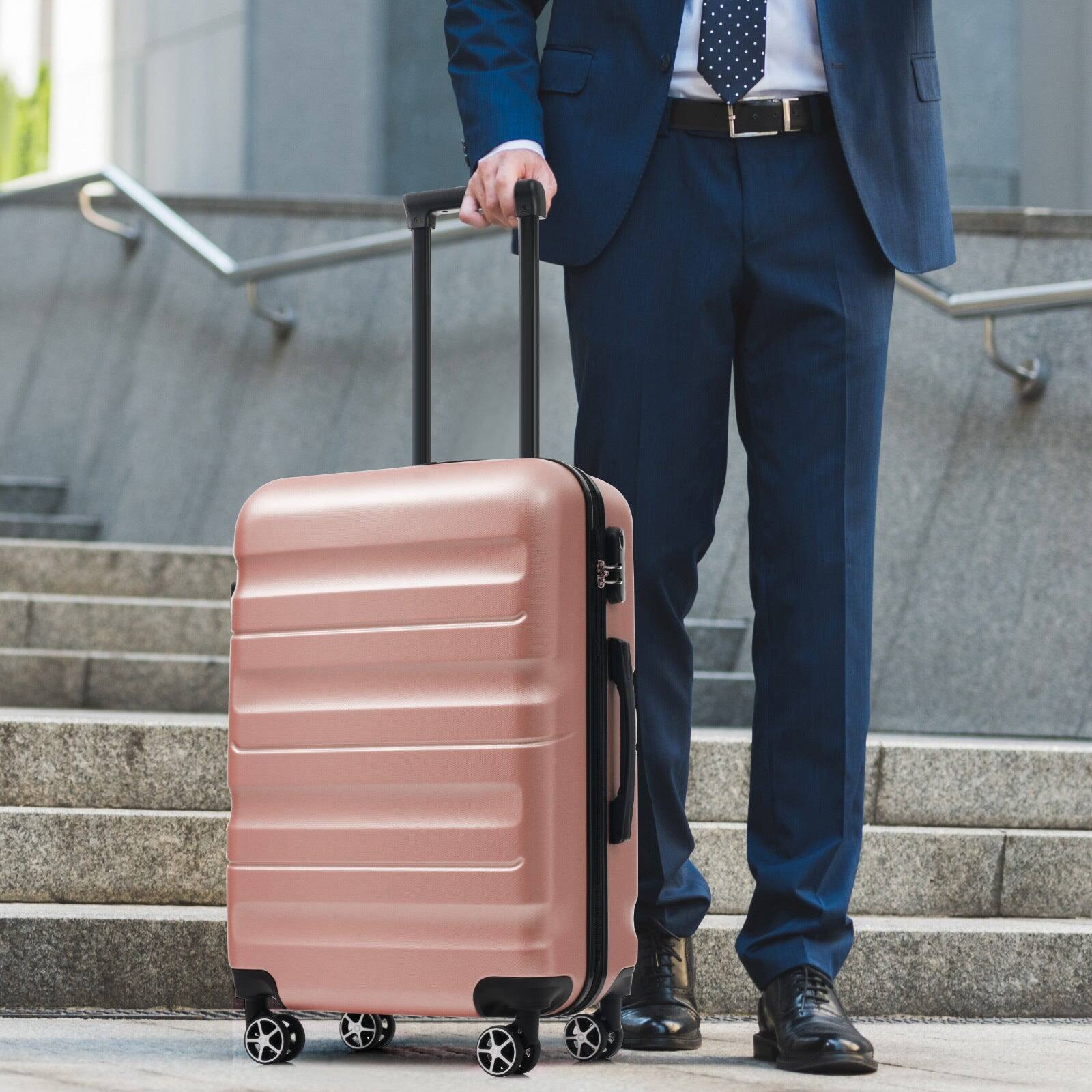 Alt View 6. BreeBe - Hardshell ABS Luggage Set - Lightweight Durable Suitcases with Dual Spinner Wheels, Carry-On & Check-In Sizes for Travel - Rose Gold.