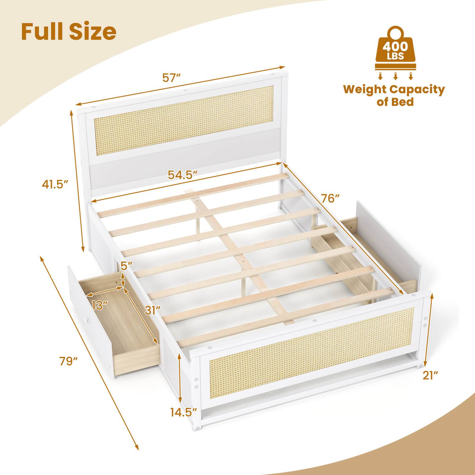 Full Size  
400 LBS  
Weight Capacity of Bed  
57"  
41.5" x 54.5" x 76"  
5" x 13" x 31"  
79" x 21" x 14.5"