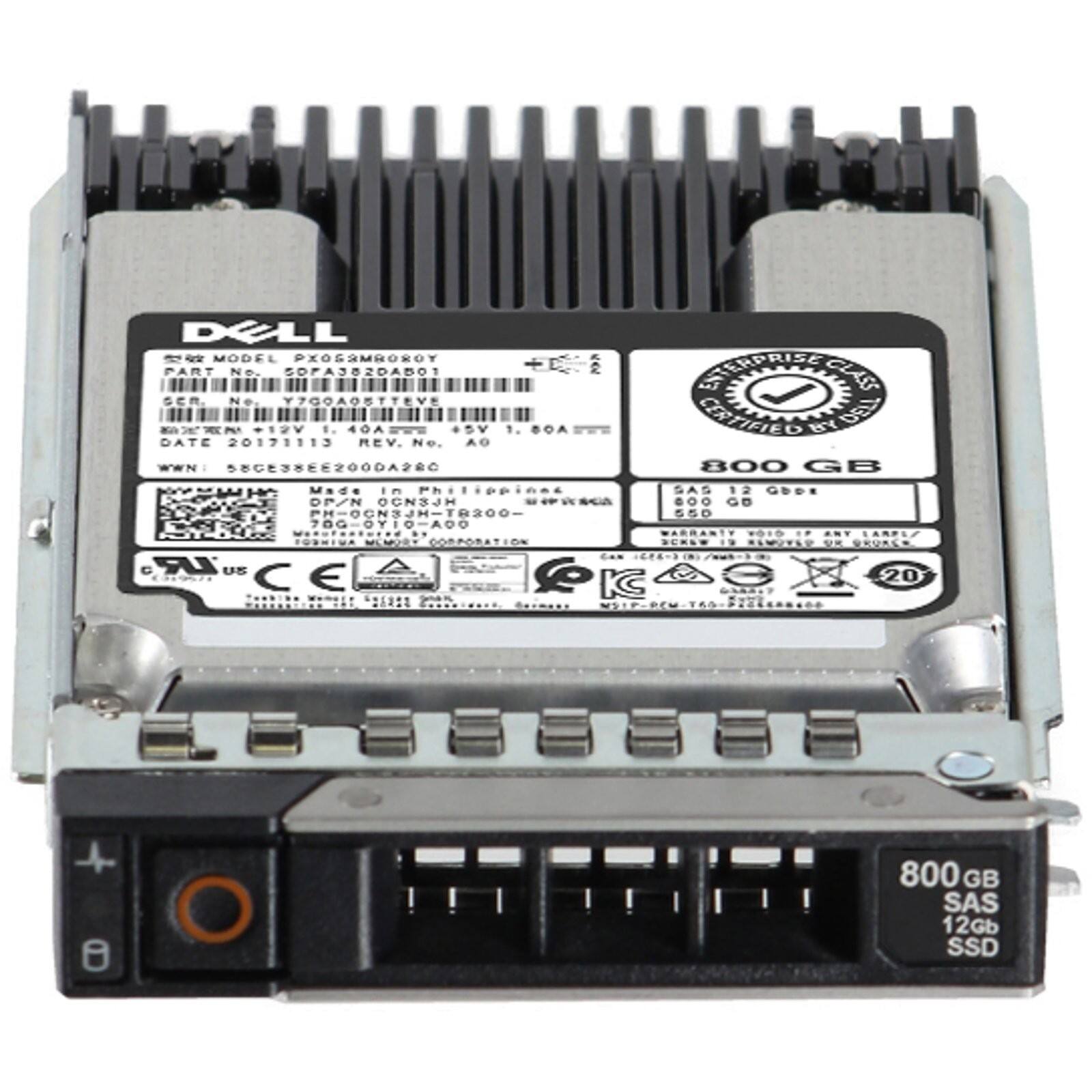 DELL  
MODEL PXOSSMROROT  
PART No. SOPA382DADO!  
STENPAIE CLASS SEM NO YPGOAOSTTEVE  
+12V 1.0-0.1.0A  
CERTIFIED BY DELL  
DATE 20171113  
REV. NO. AO  
WWN: 20002C  
800 GB  
Made in Philippines  
SAS 12 Gb  
DP/N OCNSJH  
EPIRCA  
GO PH-OCN3JH-TR200-550  
70G-OYIO-AOO  
www...  
ADDANT OIS  
LAML/ FOSMINA  
MEMORY CORPORATION  
RIMITIO E WEURS  
LE IR US 9 CE & KEEX  
20 WSIP-PEM  
800GB GB SAS 12Gb SSD