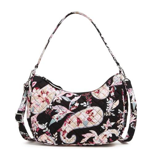 Front. DORLUKFU - womens Cotton Frannie Crescent Crossbody Purse - Botanical Paisley.