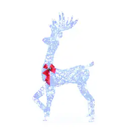 Gymax - 5 FT Outdoor Pre-Lit Christmas Reindeer w/100 LED Lights Holiday Decoration for Home - White